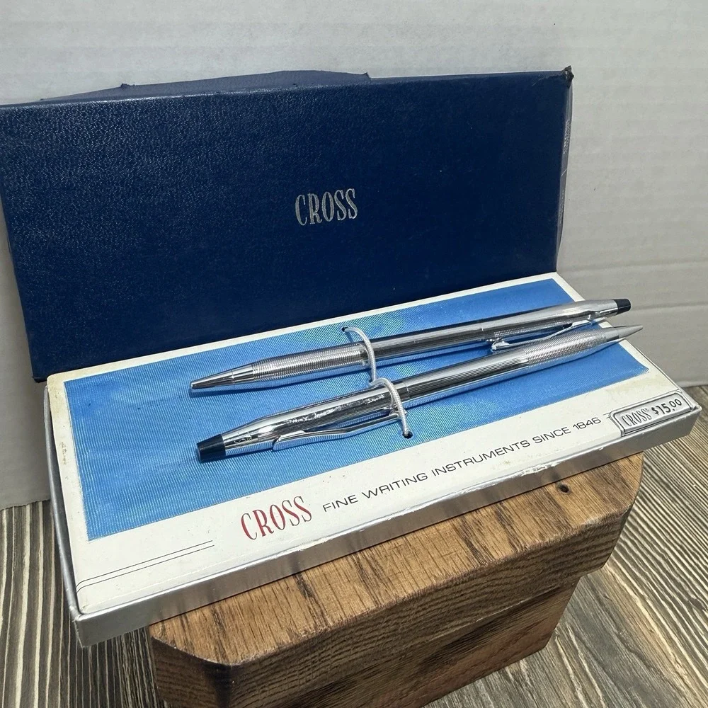 Vintage Cross Century Chrome Pen & Pencil Set 3501 in Box